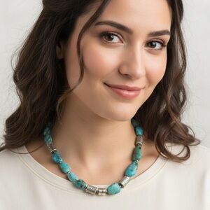 Silpada Retired VINTAGE N0849 Sterling Silver Chunky Turquoise Nugget Necklace